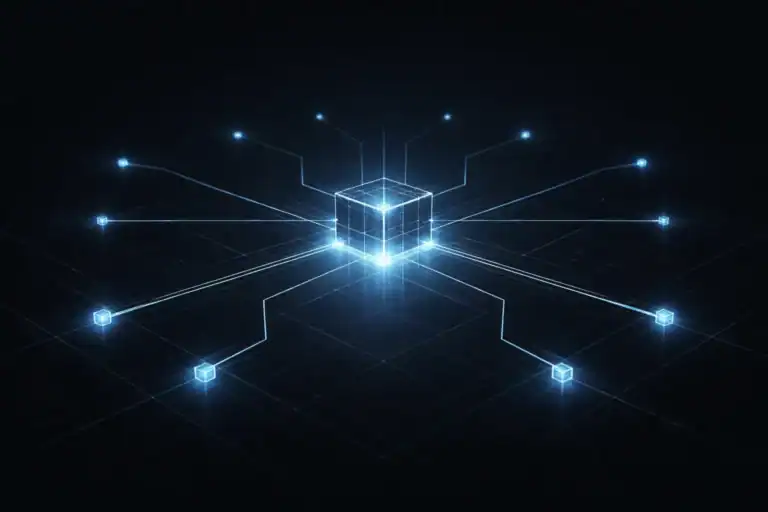 Content infrastructure for multi-location businesses shown as a centralized system distributing to connected network nodes