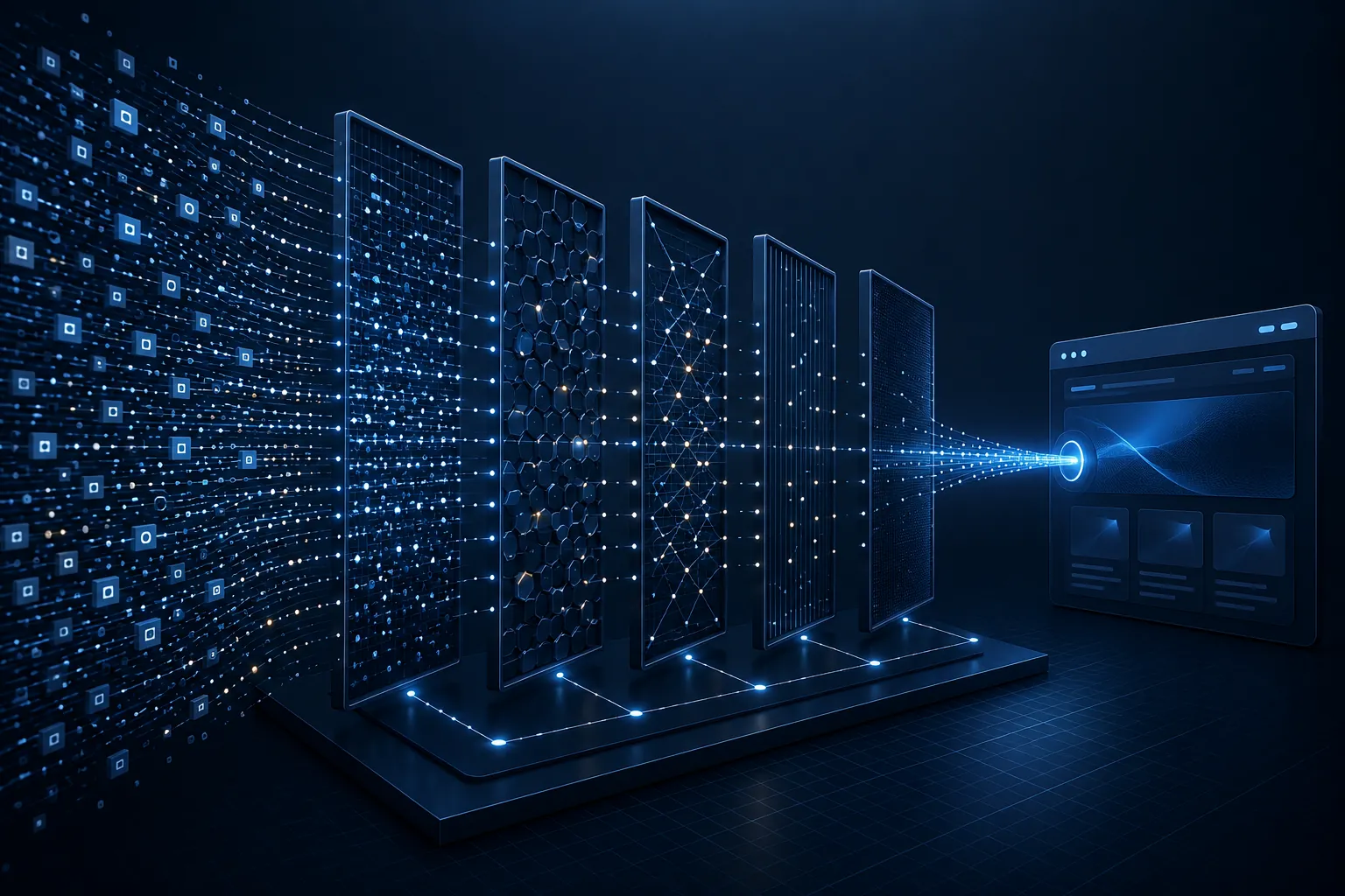 AI referral traffic passes through multiple layers of filtering and qualification before reaching a business website with higher conversion potential.