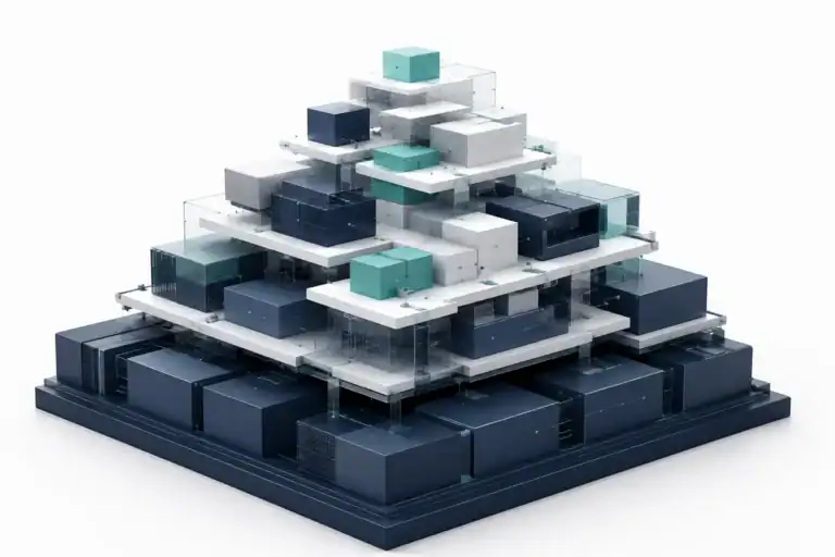 AI Search Engine Optimization visualized as an interconnected knowledge infrastructure that compounds authority over time.