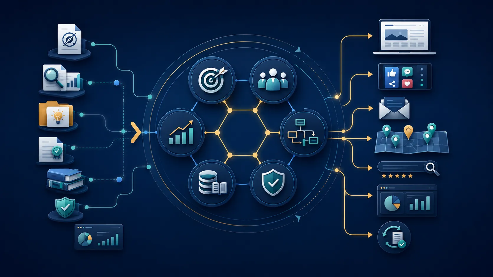 Featured image illustrating what is content operations and why does it matter at scale through a connected operational system that transforms strategic inputs into scalable content outputs.
