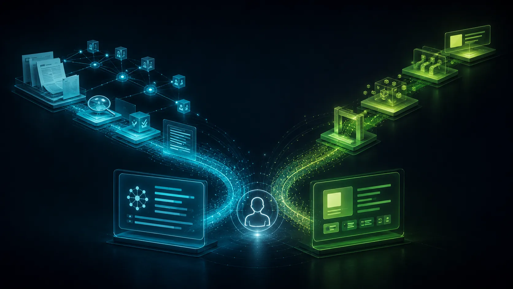 Organic AI visibility and paid advertising follow separate paths that converge on the same user's attention.