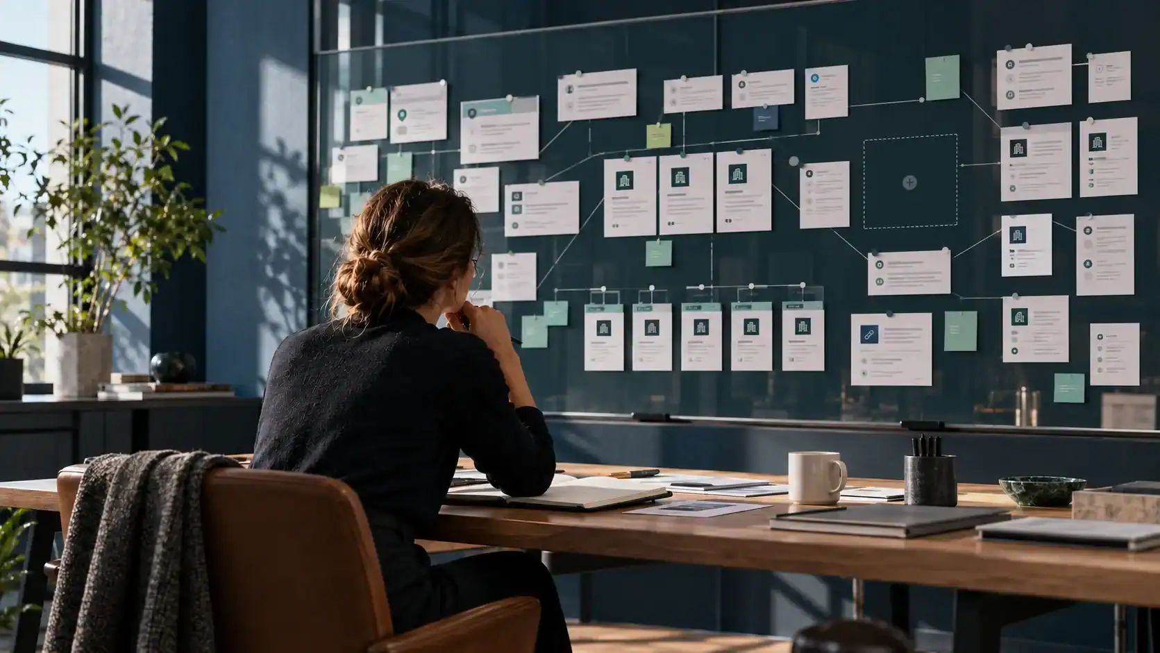 Marketing strategist uses an evidence wall to Monitor Brand Mentions in AI Search and identify recurring visibility patterns